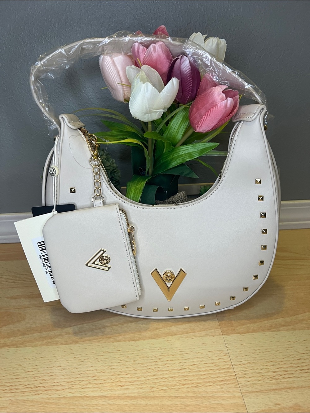 Valentino Orlandi Cream Shoulder Bag with Pouch